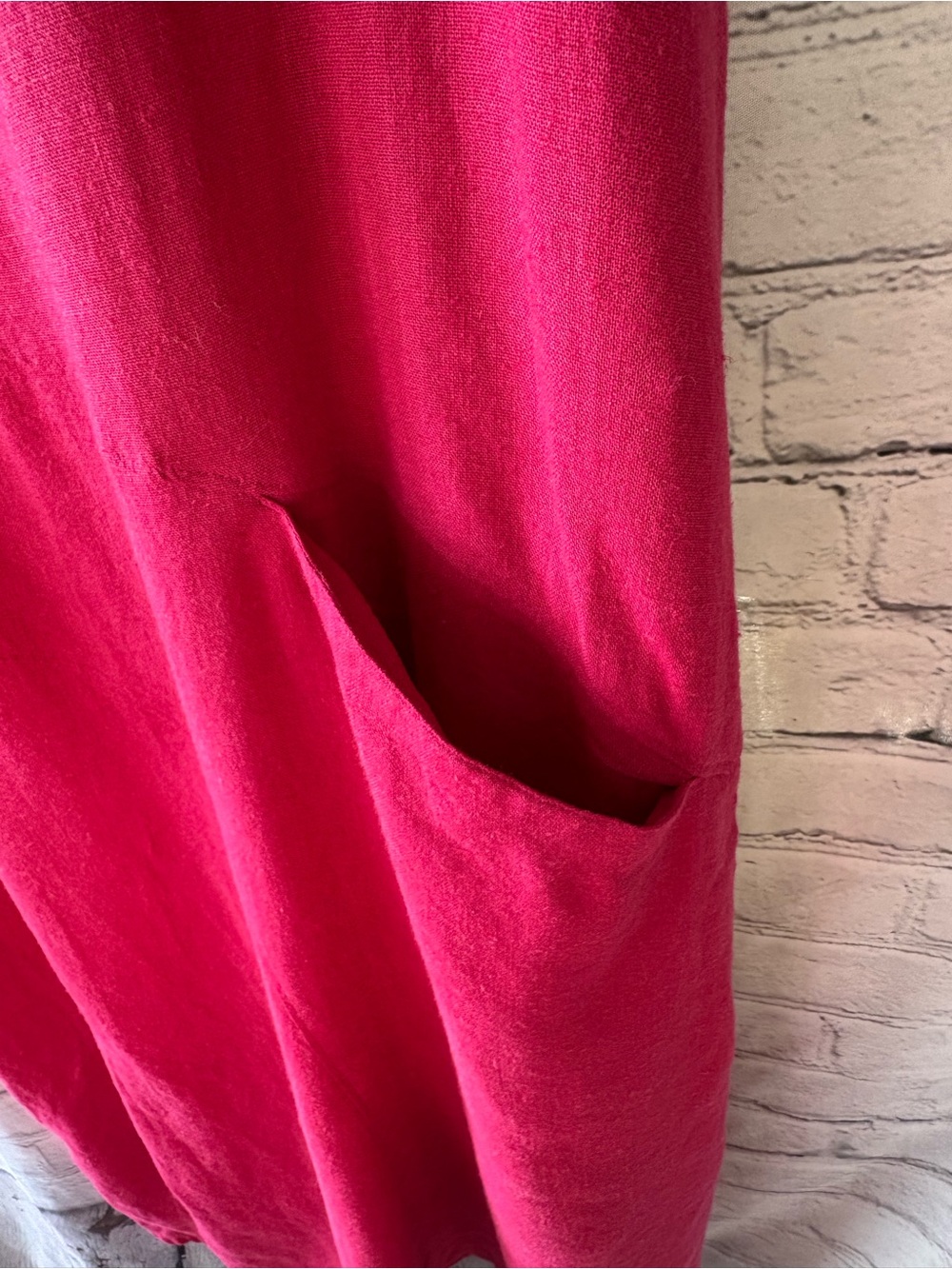 Coldwater Creek Linen Sleeveless Maxi Dress Sz 1X Pockets Asymmetrical Pink Boho - Picture 9 of 14
